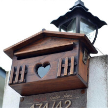 (As show, One size) SNQTV-Wooden Mailbox Outddor Post Box Rainproof Suggestion Box Creative Letter Box For Home Company
