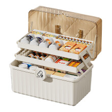 3 Tiers Medicine Box First Aid Box Portable Medicine Chest Folding Storage Organizer 32 x 17 x 17 cm
