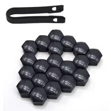 Wheel Nut Covers 17mm Black With Removal Tool 20 Pcs Plastic Shell Nut Protection Caps For Car Accessories