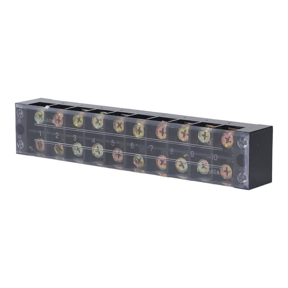 Premium Power Distribution Terminal Block 10-Position 60A 600V With Cover 8481356212057