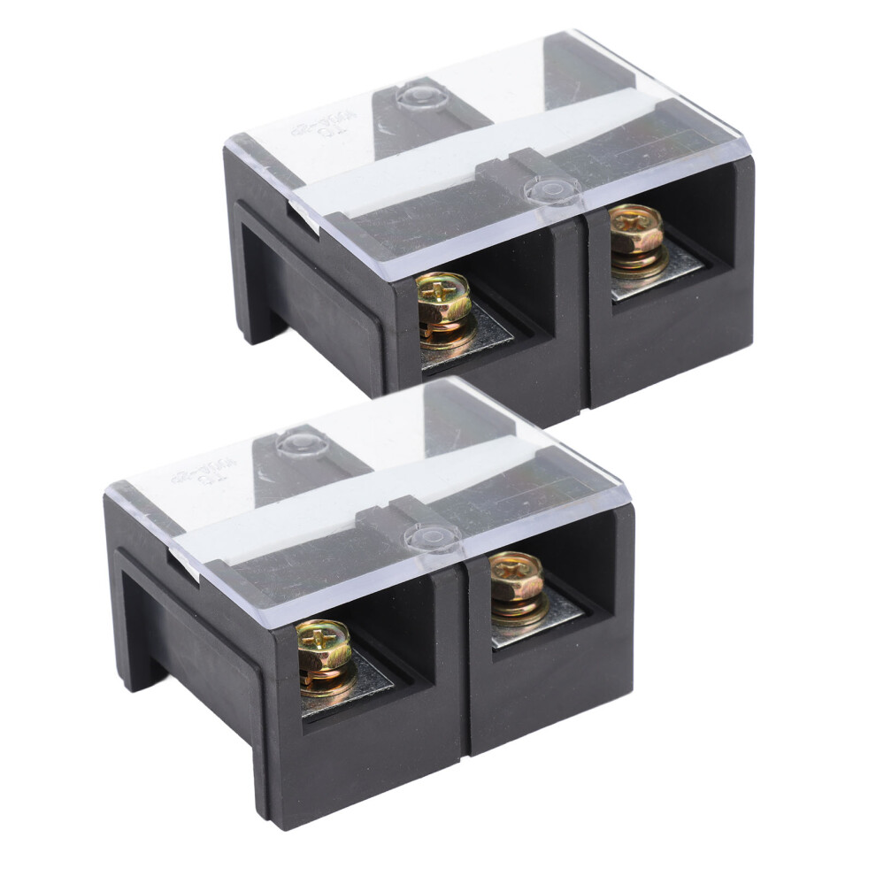 600V 100A Dual Rows Terminal Strip 2Pcs Iron Fixed Wire Barrier Block Black 8391356211915