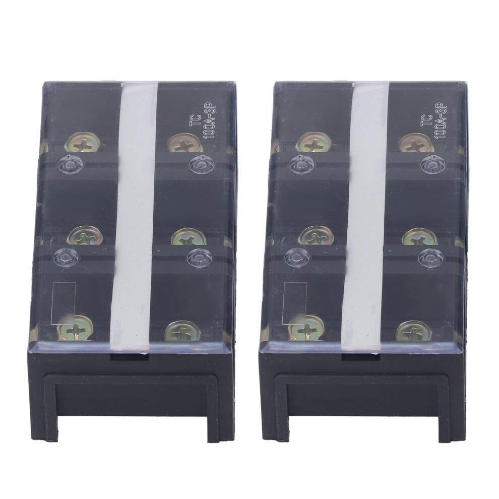 Dual Row 3-Position Terminal Strip 2Pcs Wire Barrier Block Tc Fixed 600V 100A 4941356212159