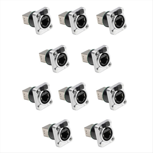 10PCS Ethernet Rj45 Chassis Socket NE8FDP Pass Through Connector IP65 Waterproof C