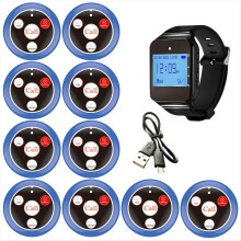 Wireless Restaurant Pager Waiter Calling System with Watch Call Button for Hookah Bar Cafe Customer Service Blue