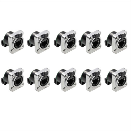 10PCS Ethernet Rj45 Chassis Socket NE8FDP Pass Through Connector IP65 Waterproof D 1