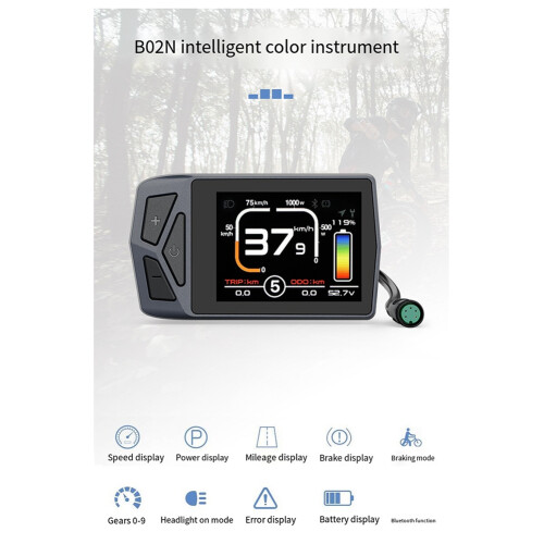B02n Electric Bicycle Display Instrument with Bluetooth Adapter for Mid-Mounted Motor 2