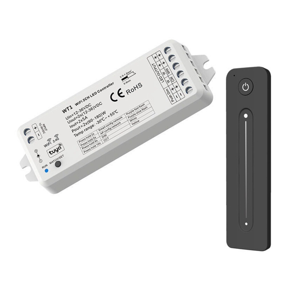 Tuya Led Dimmer 12-36V 2Ch With 2.4G Wireless Remote Control Strip Controller For Single Color 4851537544972