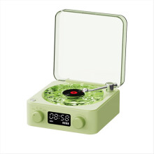 KW03 Retro Vinyl Record Speaker RGB Wireless Bluetooth 5.0 Turntable Player Stereo Sound with White Noise Green