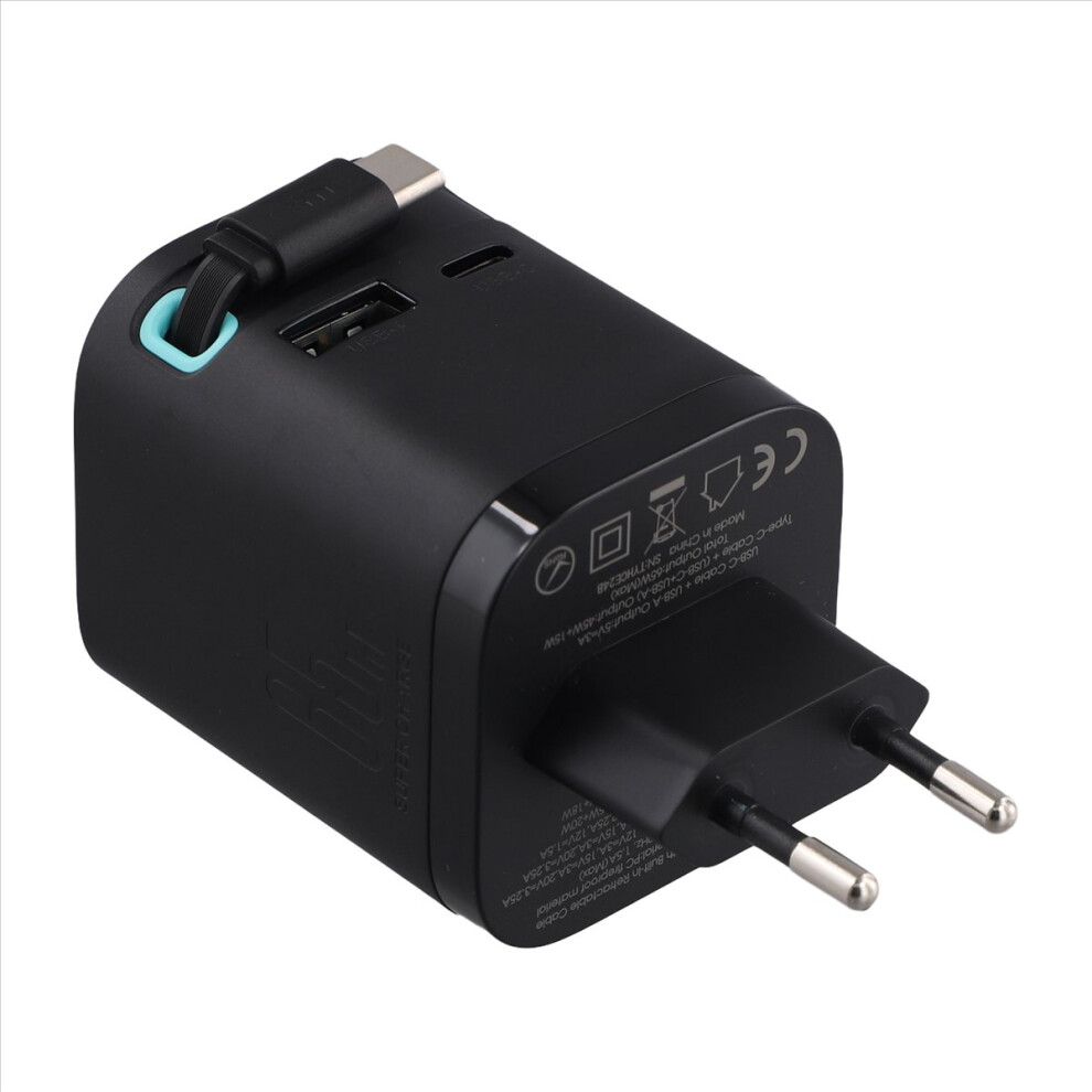 65W Retractable Cable Charger Auto Type-C Data For Laptop Cell Phone Portable Eu Plug 4851537549892