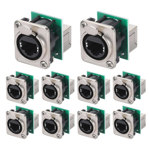 10PCS Ethercon Rj45 Chassis Socket, NE8FDP Pass Through Connector, D Series Cat5 RJ45 Panel-Mount Socket 1