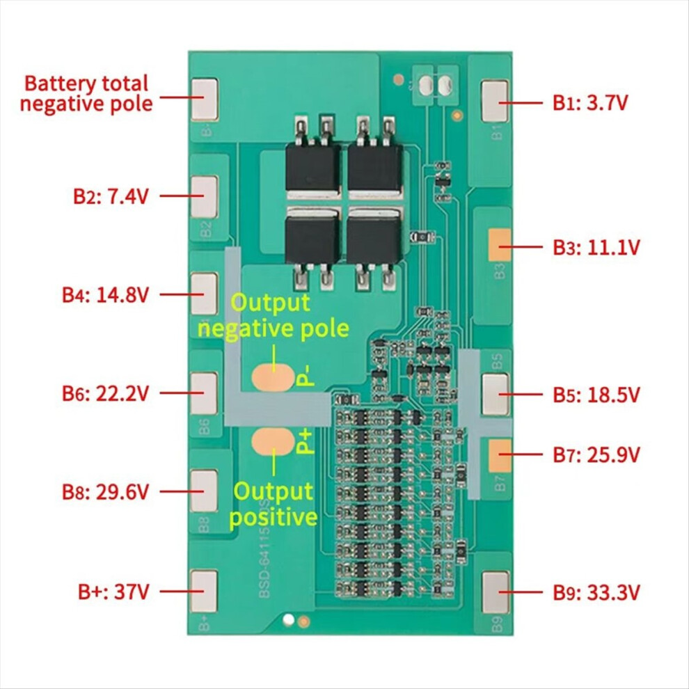 10S 36V 10A/15A Battery Protection Board 18650 Li-Ion for Pack 88MMx65MM-image-OPC-PMGKQ96-NEW