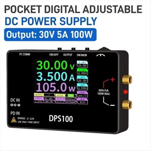 DPS100 30V 5A Portable DC Power Supply 100W Output Digital CNC Adjustable Stabilized Type-C Input 2