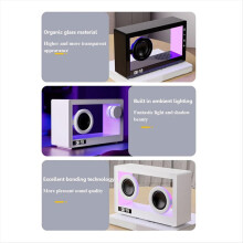 Portable Retro Bluetooth Speaker Clock Wireless HiFi Transparent Soundbar with RGB Light TF Card Audio Music Player B F