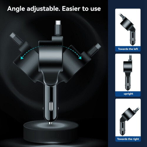 Digital Display Retractable Cable Car Charger Supports PD30W Fast Charging Super 2