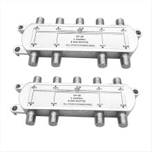 2PCS Satellite 8 Way Coaxial Cable Splitter 5-2400MHz F Type Plug Work with Analog/Digital TV Connection and Internet