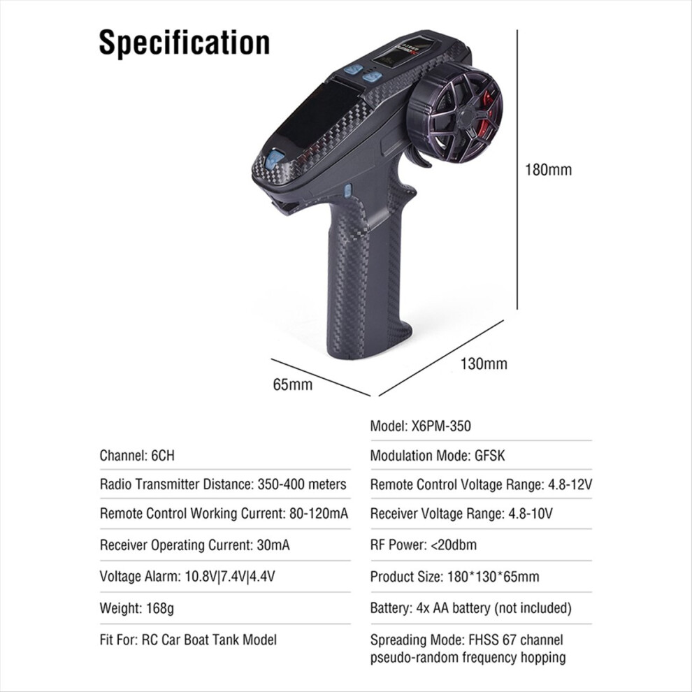 For X6pm-350 Rc Transmitter 2.4G 6Ch Remote Controller With X6dcg Receiver For Car Boat Tank 4853162247280