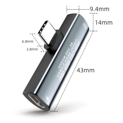 2 in 1 USB-C Splitter Cable, Type C to Dual Type-C PD60W Fast Charge & 10Gbps Data Transfe 2