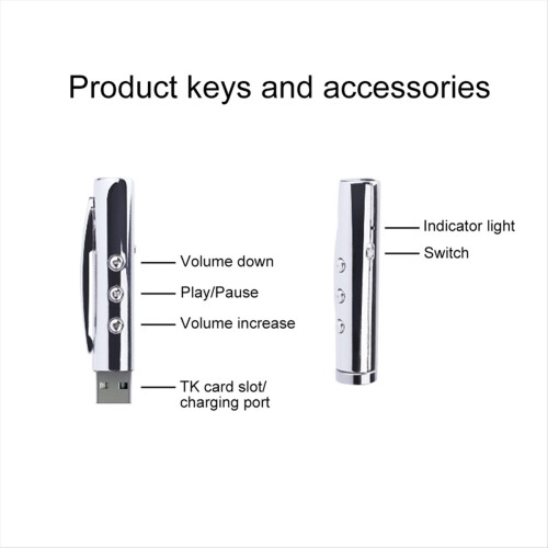 Pen MP3 Player USB Portable Music Multifunctional Student Writable Silver 2