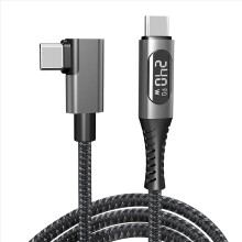 USB4 Type-C 240W Fast Charging Cable with LED Digital Display 8K@60Hz 40Gbps Data Transfer Right Angle