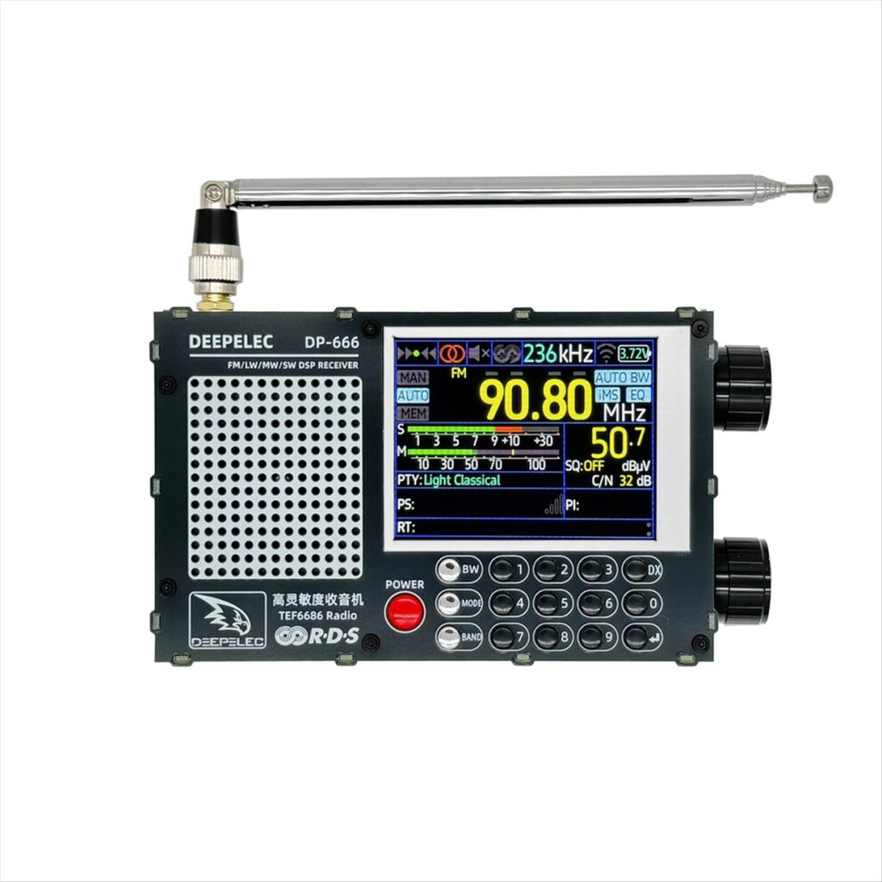 Dp-666 Tef6686 Radio 5000Mah High Sensitivity Full Band Fm Am Short Wave Receiver With Antenna Black 4853162258569