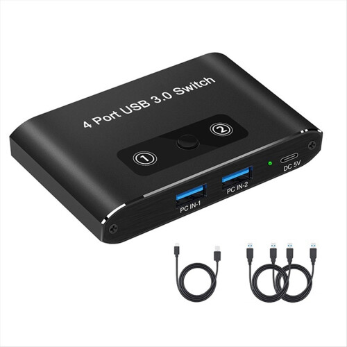 4 Port USB 3.0 Switcher 2 in Out KVM Switch Printer Sharer for Computer Keyboard 1