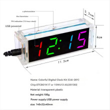 DIY Clock Kit Digital Tube Temperature Colorful Display DS1302 Electronic Soldering Subjest Assembly