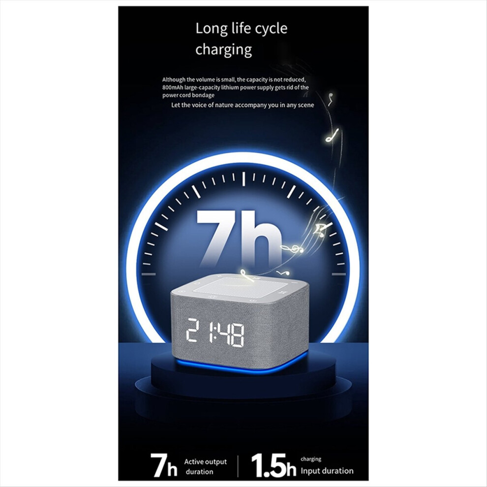 Alarm Clock Sleep Sound Machine 8-Color Night 32 Soothing Sounds Noise Times Digital Light/White Saudism