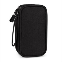 Portable Double-Deck Storage Bag for Digital Products-Travel Organizer USB Cables, Headsets & Accessories Black