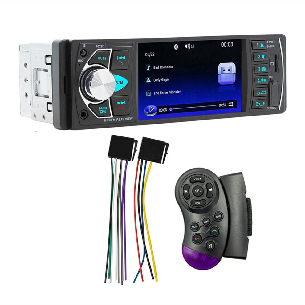 4.1 Inch Screen Car Mp5 Player Compatible With Bluetooth 1 Din Remote Audio System Usb Aux Fm Support Rear View Camera 4853162261101