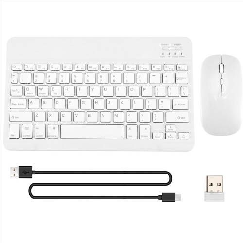 Ultra-Thin Silent Wireless Bluetooth Keyboard and Mouse Set Suitable for Tablet Notebook White 2