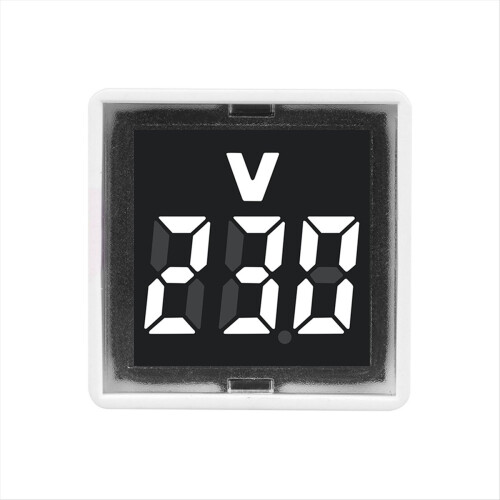 Digital Voltmeter Square AC220V Voltage Tester with LED Display and Indicator Light EU Plug White 2