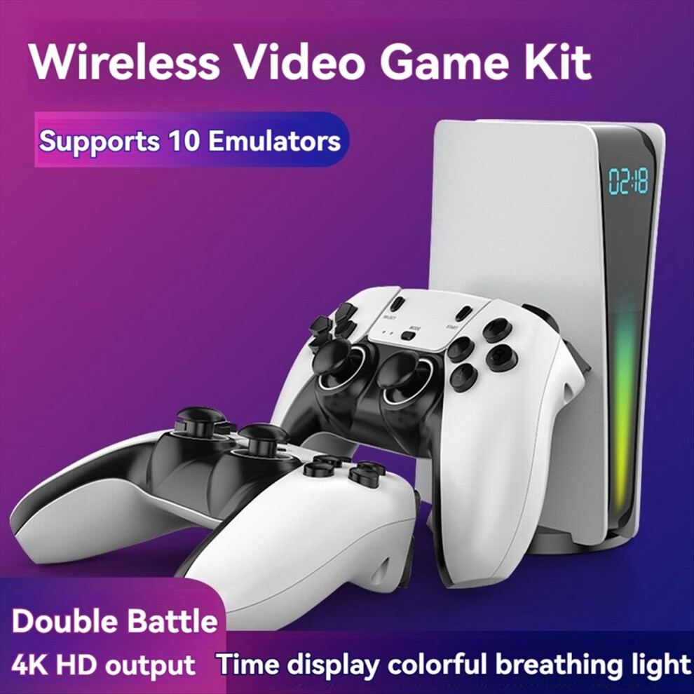 Wireless Gaming Controller Kit 2 Players Handheld Game Console Tv For 10 Emulators 64G+10000 Games White 4853162268155