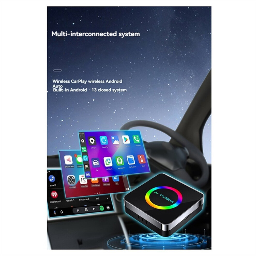 Android 13 Ai Tvbox Box Carplay Wifi6 2G+16G Wireless Carplay/Android Auto To Black Saudism