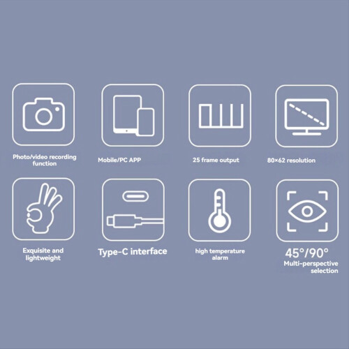 PC/Phone Thermal Imager Camera 80x62 Resolution 90 25 Frames Type C Infrared 2