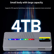 10Gbps RGB SSD M2 NVME NGFF Enclosure with Display Screen M/B+M Key M.2 External HD Case 4TB Type C Ard Drive