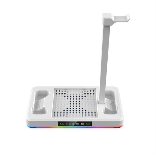 Dual Charging Station Dock Controller Vertical Cooling Stand Fan with RGB Light for S B 2
