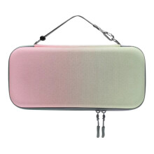 Travel Carrying Case for Switch 2 Host Protective Portable Hard Shell with Dual Zipper Ergonomic Handle Pink Green