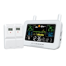 Multi-Function Color Screen Digital Weather Station Radio Clock with Wireless Outdoor Sensor White (UK)