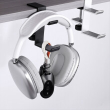 Adjustable Hanging Hooks Desk Side Bag Holder Clip-on Headset Desktop Countertop Brackets Black