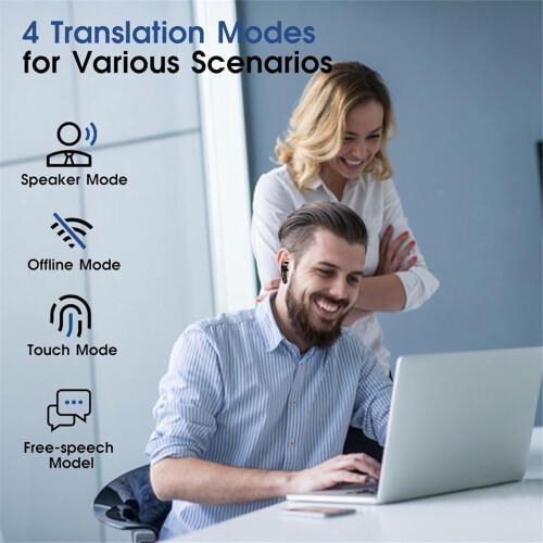 Multi-Language Translation Headset, Noise-Canceling Bluetooth Portable Headset 2
