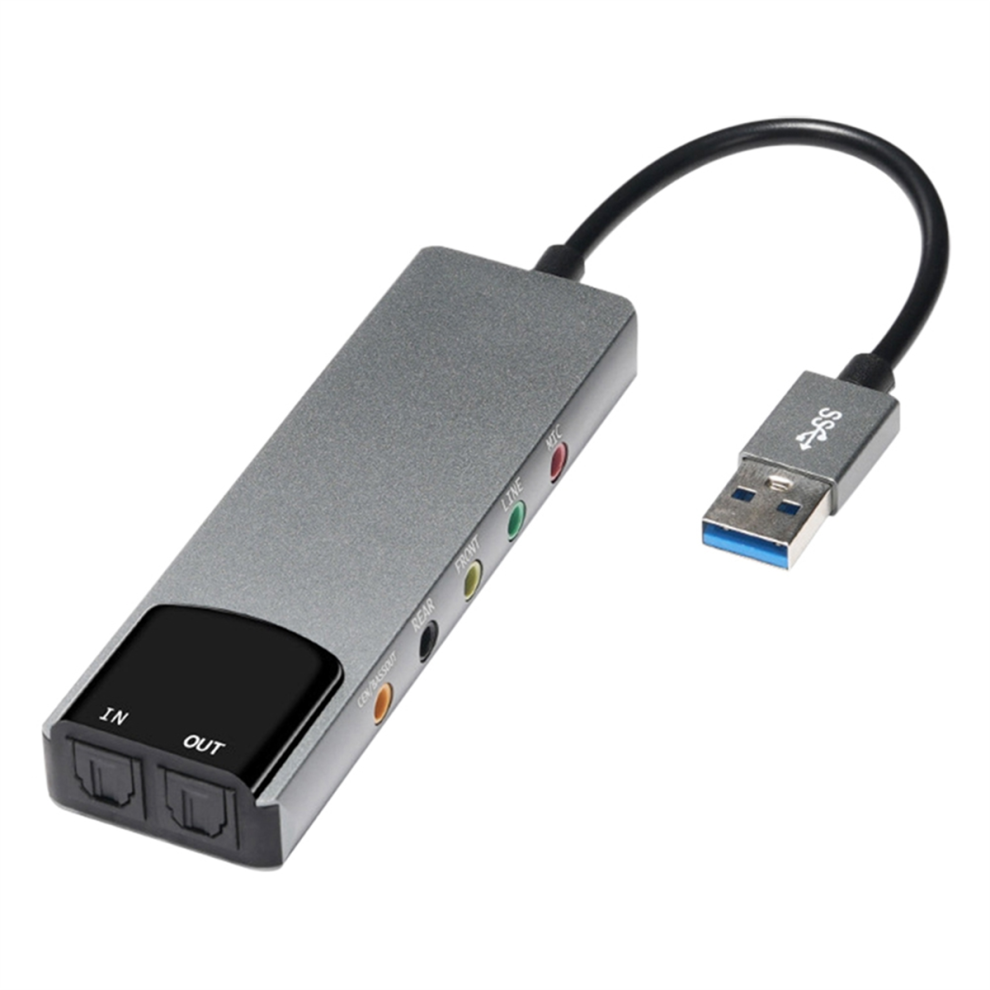 6-In-1 Usb External Optical Sound Card Multifunction Audio Converter Adapter For Notebook Aluminium 4853162205006