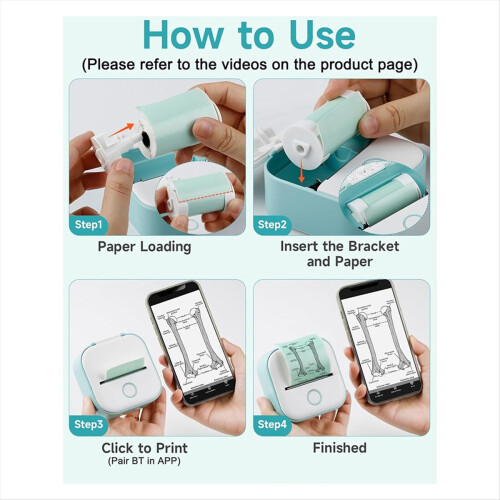 Mini Printer Sticker Portable Thermal Inkless Maker Machine Bluetooth Phone 2