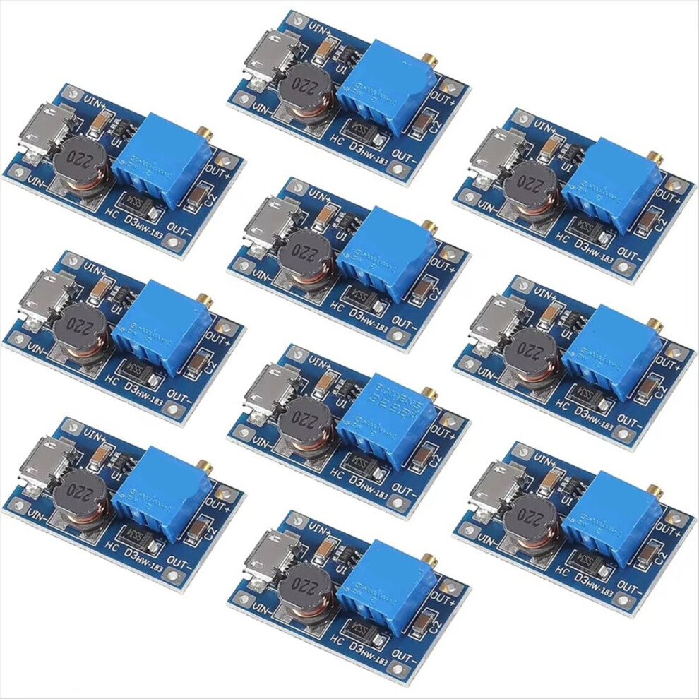 10Pcs Adjustable Step Up Module Voltage Regulator Micro-Usb 2V-24V To 5V-28V 2A Step-Up Dc-Dc 4853162213162