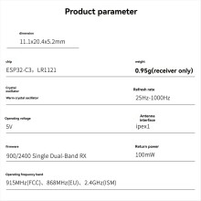 For ELRS Nano 915M/2.4G Dual-Band Receiver DIY FPV Quadcopter Longrange Drone Parts Built-in WiFi ESP32-C3 LR1121 Chip