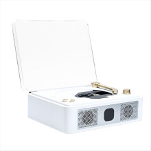 Bluetooth Desktop CD Players for Home Built-in Speakers Rechargeable Headphone Jack Vintage Player White