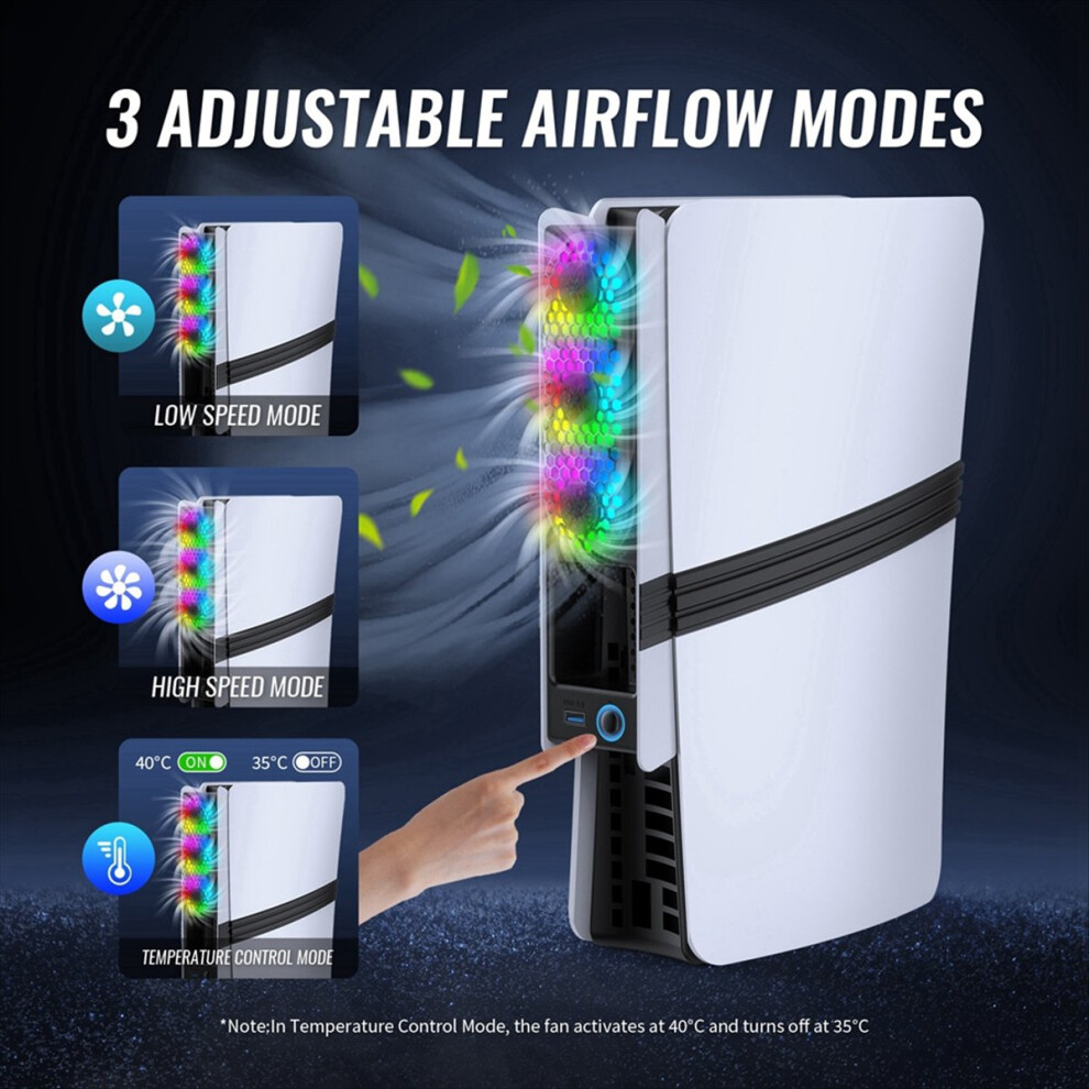 Universal Consoles Cooling Fan Intelligent Temperature Control Rear With Rgb Colorful Lights For Pro/ Slim B 4853162229088