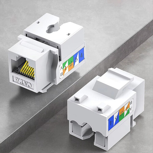 10PCS Cat6 Jack, Ethernet Punch Down Connector, Wall Adapter 90-Degree Module Coupler, Compatible Cat5/5e/6 2