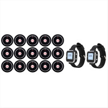 Cafe Waiter Service Buzzer 2 Watch Pager 15 Restaurant Table Call Button Transmitter Wireless Calling System (EU)