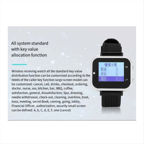 Wireless CallingSystem Button 2Watch Waiter Pager 15 Restaurant Table Call Transmitter CallingSystem(UK) 2