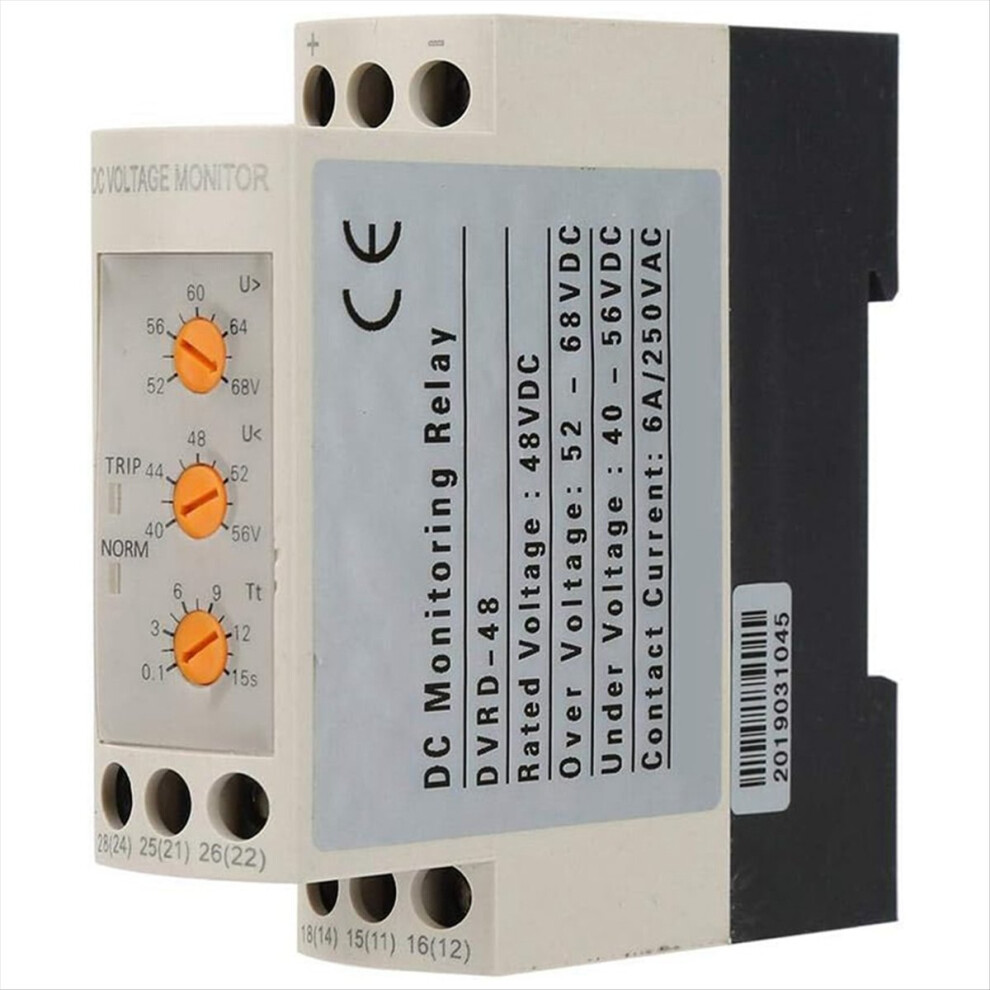 Overvoltage And Undervoltage Protector Dc 48V Relay 35Mm Rail With Led Lights For Motor 52-68V 40-56V(Dc48v) 4853162238110